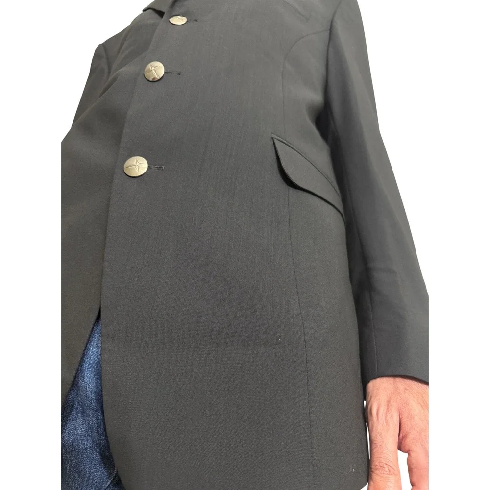 Thierry Mugler Vintage Mens Black Wool Blazer Star Button Made in Italy Size 52